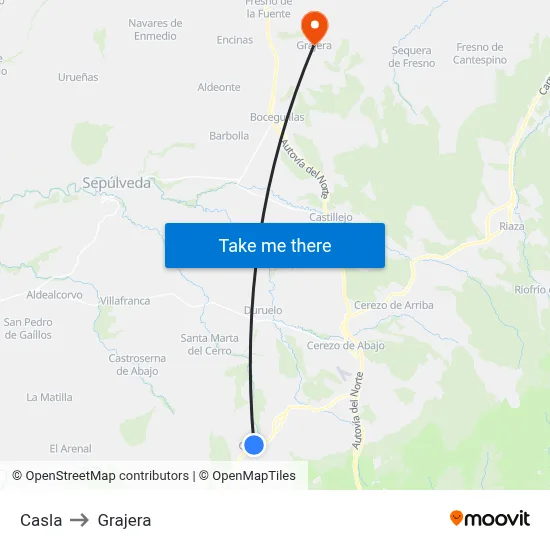 Casla to Grajera map