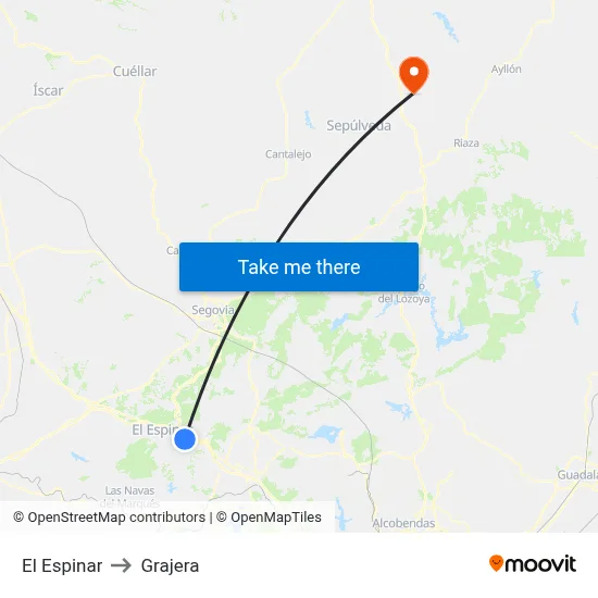 El Espinar to Grajera map