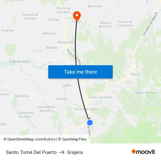 Santo Tomé Del Puerto to Grajera map