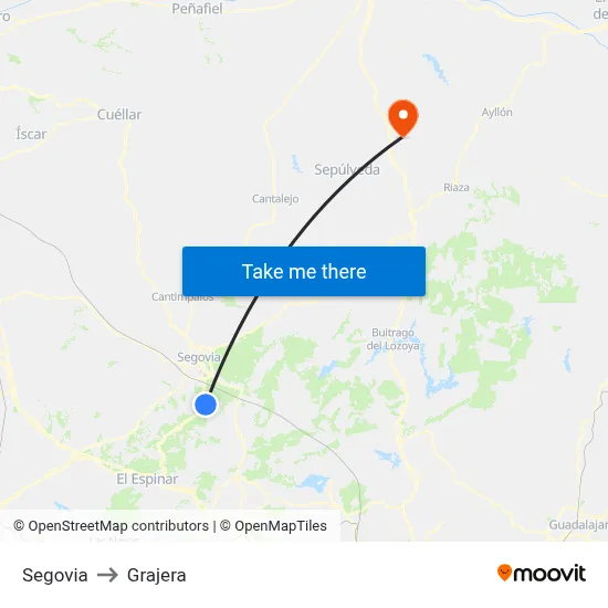 Segovia to Grajera map
