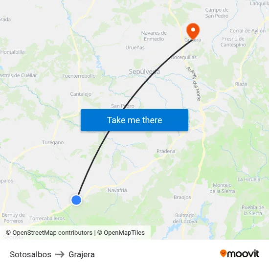 Sotosalbos to Grajera map