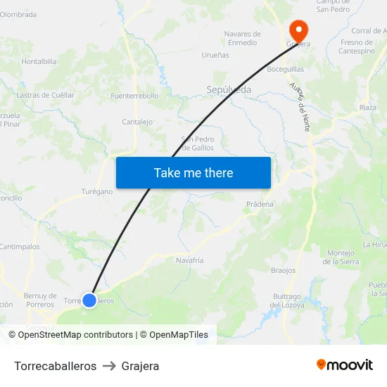 Torrecaballeros to Grajera map
