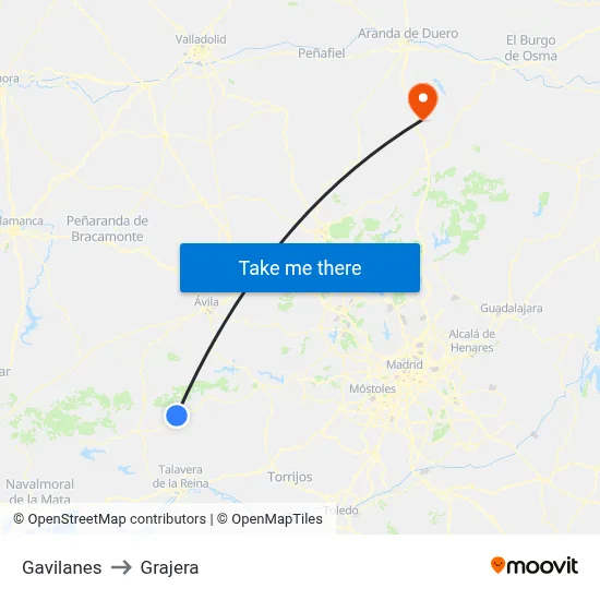 Gavilanes to Grajera map