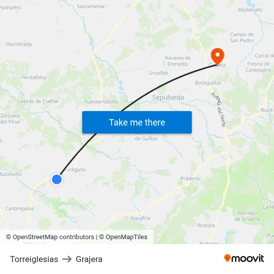 Torreiglesias to Grajera map