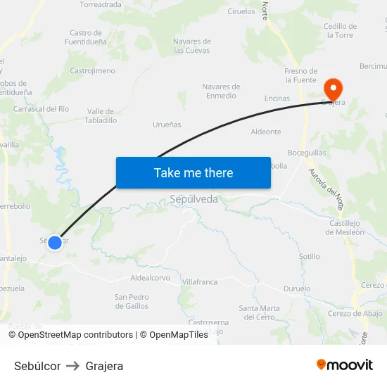 Sebúlcor to Grajera map