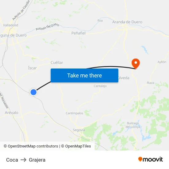 Coca to Grajera map