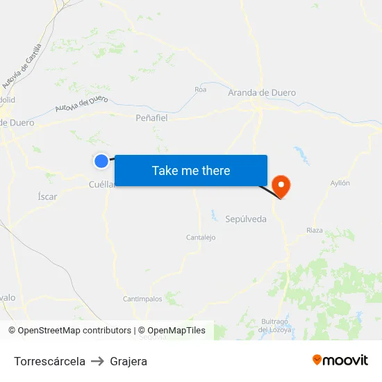 Torrescárcela to Grajera map