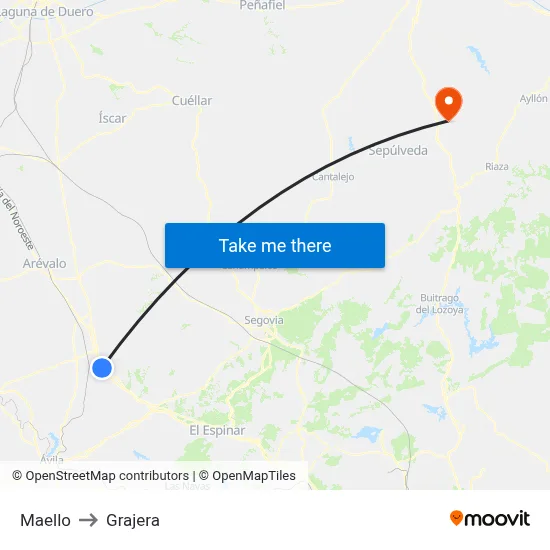 Maello to Grajera map