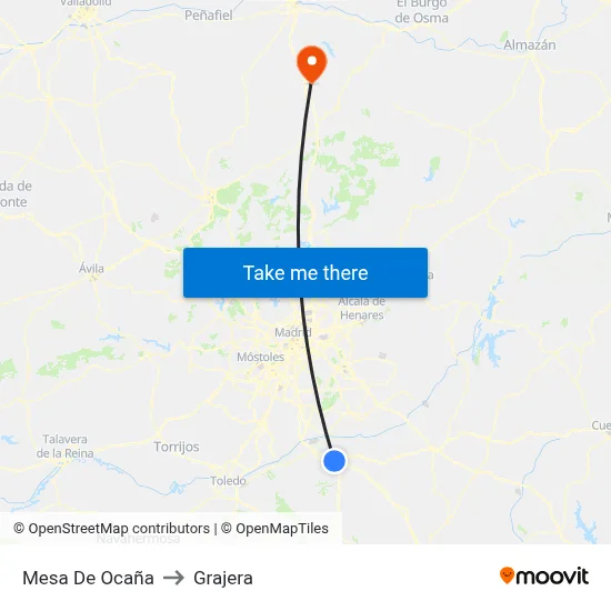Mesa De Ocaña to Grajera map