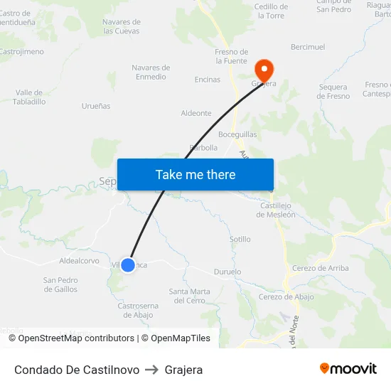 Condado De Castilnovo to Grajera map