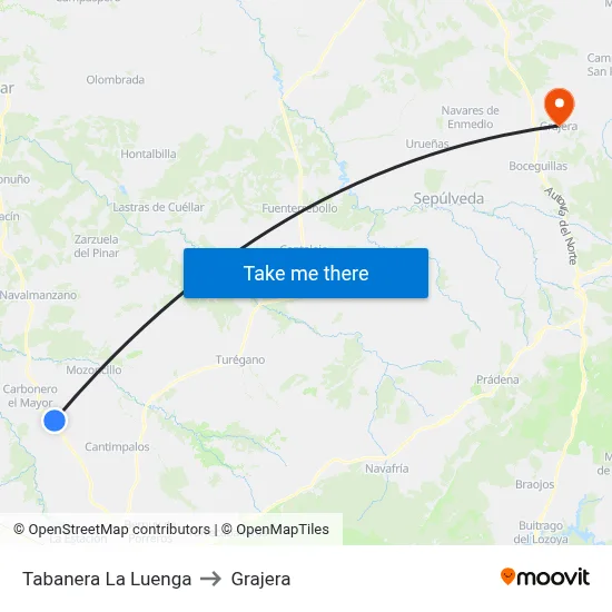 Tabanera La Luenga to Grajera map