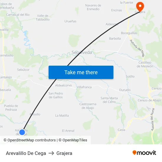 Arevalillo De Cega to Grajera map