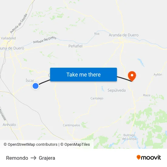 Remondo to Grajera map
