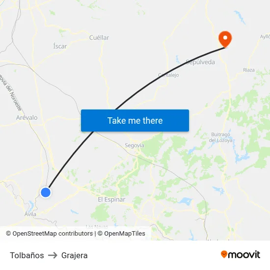 Tolbaños to Grajera map