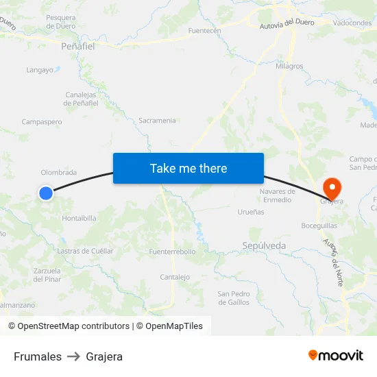Frumales to Grajera map