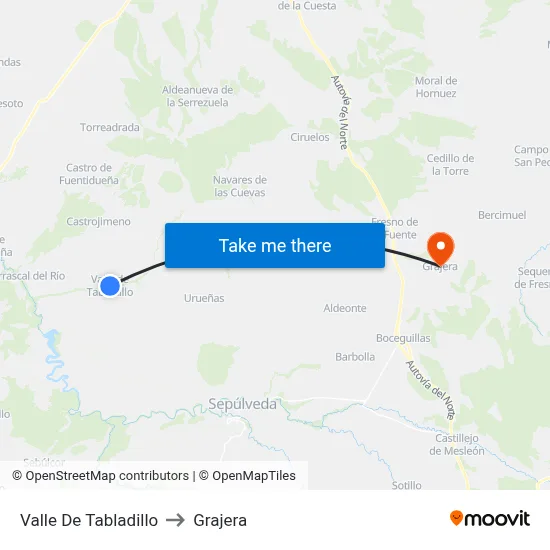 Valle De Tabladillo to Grajera map