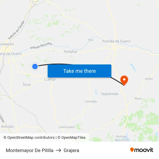 Montemayor De Pililla to Grajera map