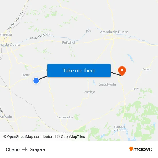 Chañe to Grajera map