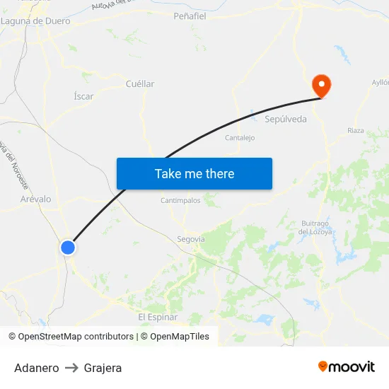 Adanero to Grajera map