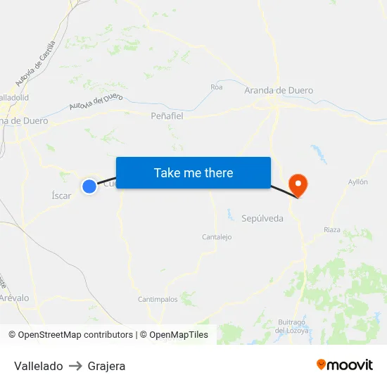 Vallelado to Grajera map