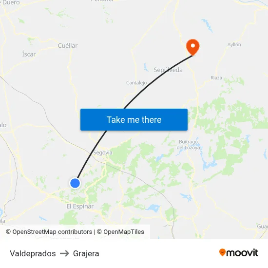 Valdeprados to Grajera map