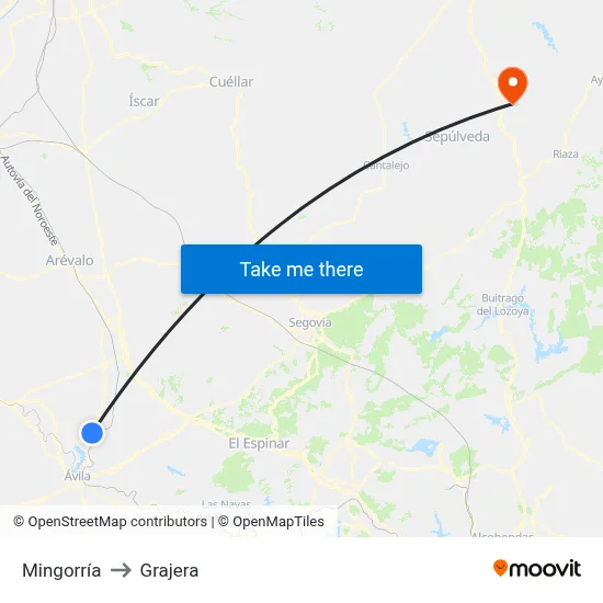 Mingorría to Grajera map