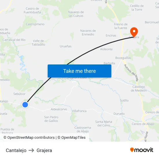 Cantalejo to Grajera map