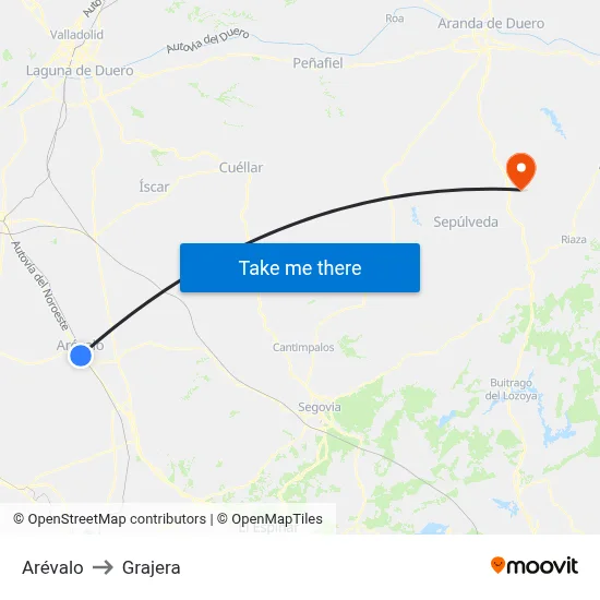 Arévalo to Grajera map
