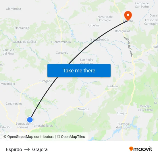 Espirdo to Grajera map