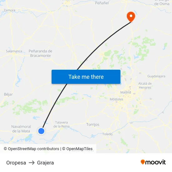 Oropesa to Grajera map