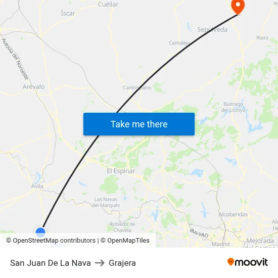 San Juan De La Nava to Grajera map