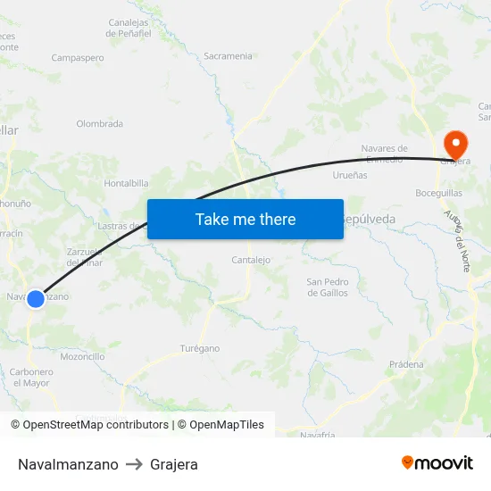 Navalmanzano to Grajera map