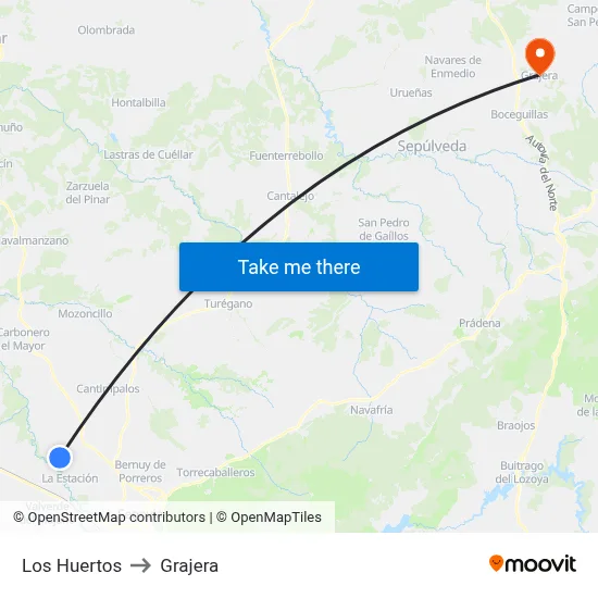Los Huertos to Grajera map