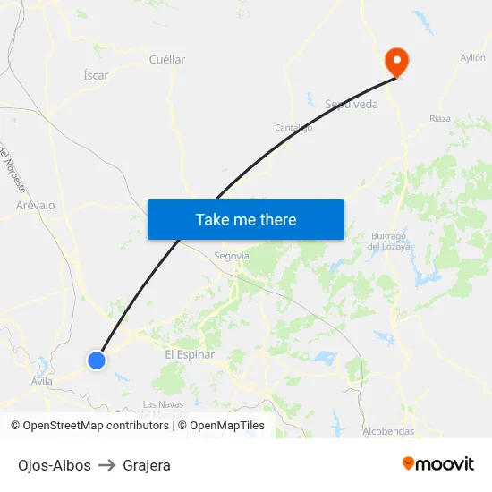 Ojos-Albos to Grajera map