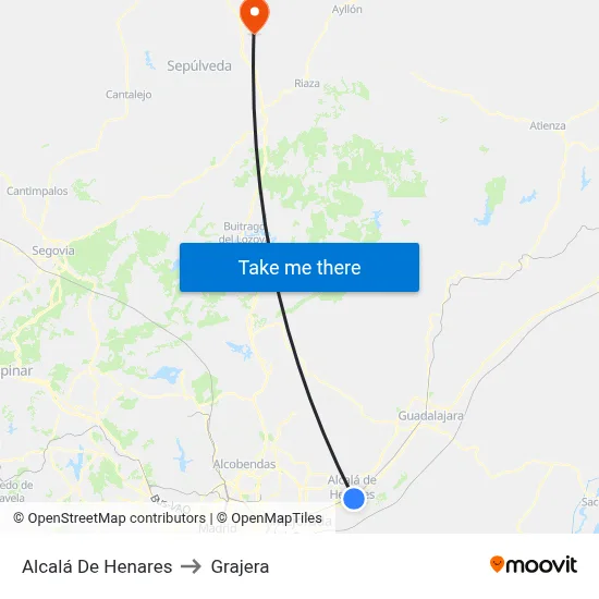 Alcalá De Henares to Grajera map