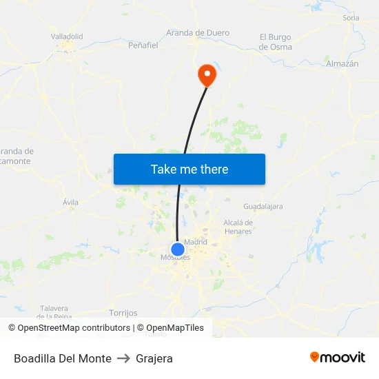 Boadilla Del Monte to Grajera map