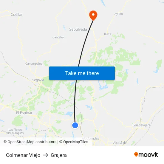 Colmenar Viejo to Grajera map