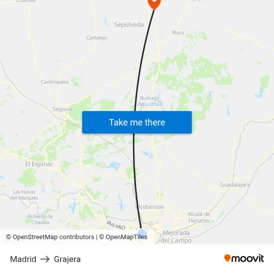 Madrid to Grajera map