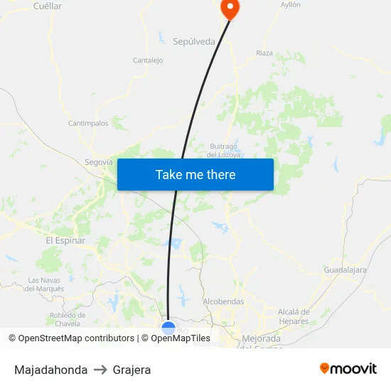 Majadahonda to Grajera map