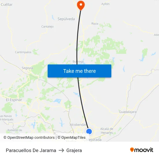 Paracuellos De Jarama to Grajera map