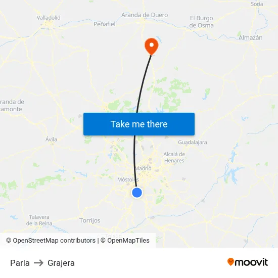Parla to Grajera map