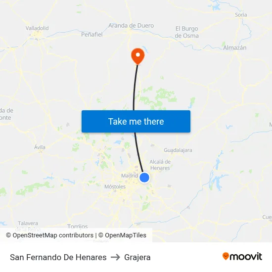 San Fernando De Henares to Grajera map