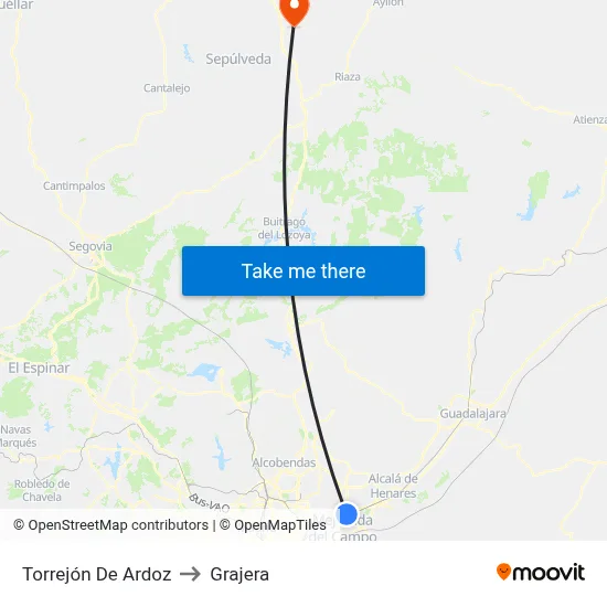 Torrejón De Ardoz to Grajera map
