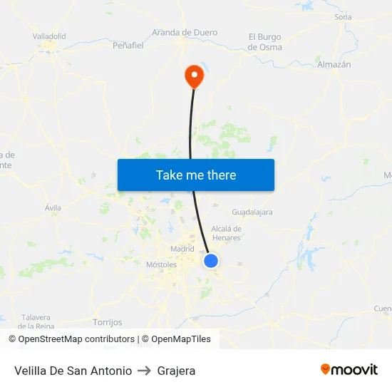Velilla De San Antonio to Grajera map