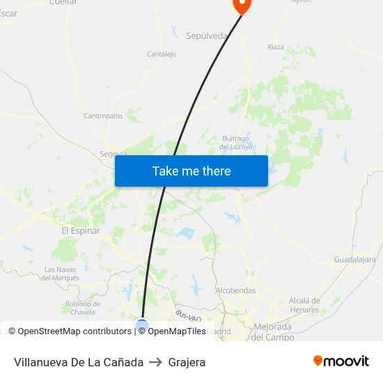 Villanueva De La Cañada to Grajera map