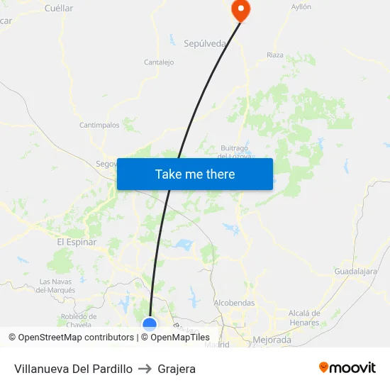 Villanueva Del Pardillo to Grajera map