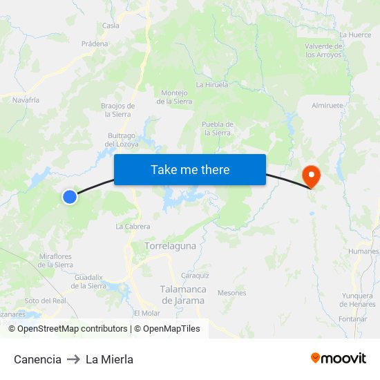 Canencia to La Mierla map