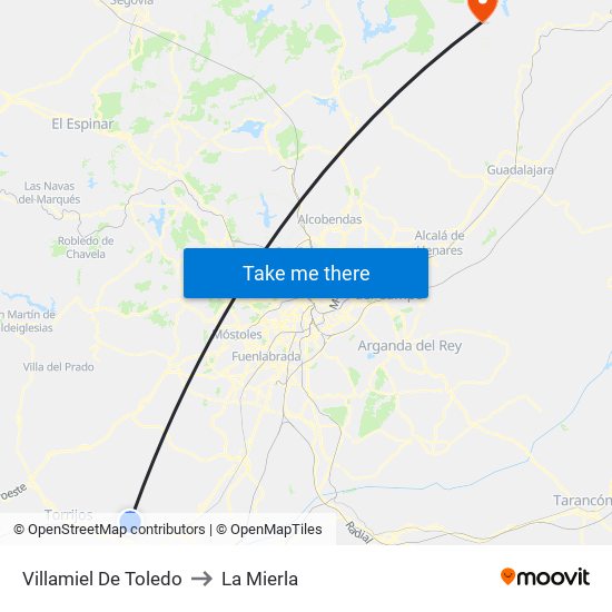 Villamiel De Toledo to La Mierla map