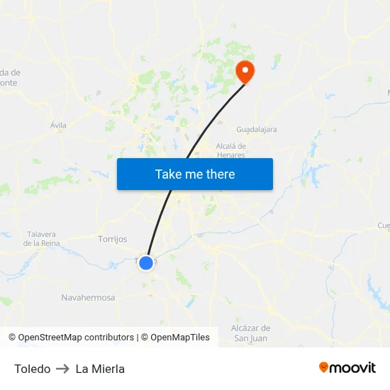Toledo to La Mierla map