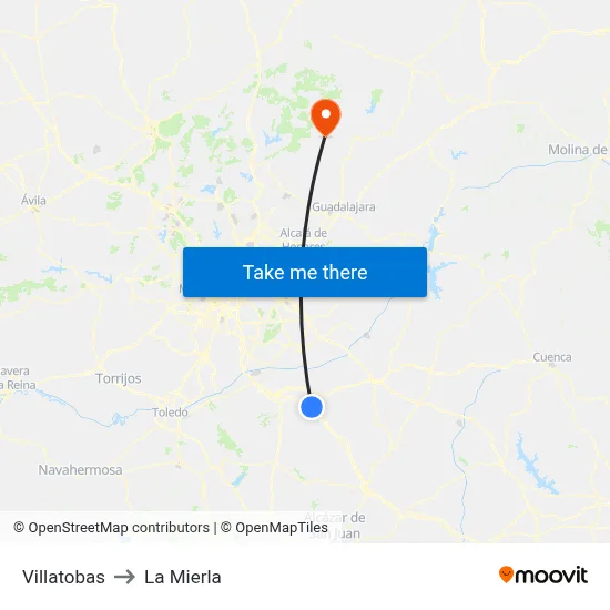 Villatobas to La Mierla map